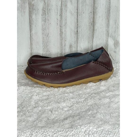 Handcrafted Leather Loafers Moccasins Mahogany Brown Size 40 / 9.5 - Picture 6 of 8